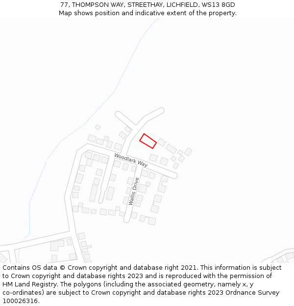 77, THOMPSON WAY, STREETHAY, LICHFIELD, WS13 8GD: Location map and indicative extent of plot