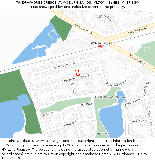 79, DRAYHORSE CRESCENT, WOBURN SANDS, MILTON KEYNES, MK17 8GW: Location map and indicative extent of plot