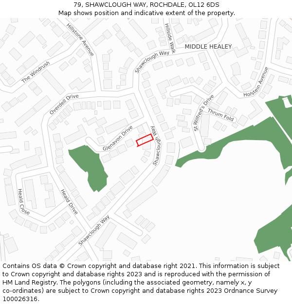 79, SHAWCLOUGH WAY, ROCHDALE, OL12 6DS: Location map and indicative extent of plot