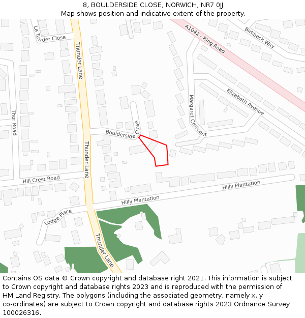 8, BOULDERSIDE CLOSE, NORWICH, NR7 0JJ: Location map and indicative extent of plot