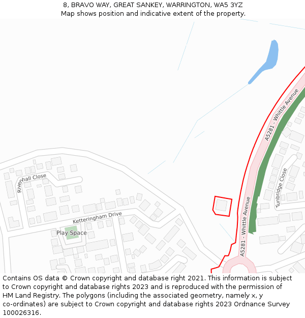 8, BRAVO WAY, GREAT SANKEY, WARRINGTON, WA5 3YZ: Location map and indicative extent of plot