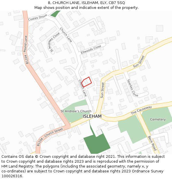 8, CHURCH LANE, ISLEHAM, ELY, CB7 5SQ: Location map and indicative extent of plot