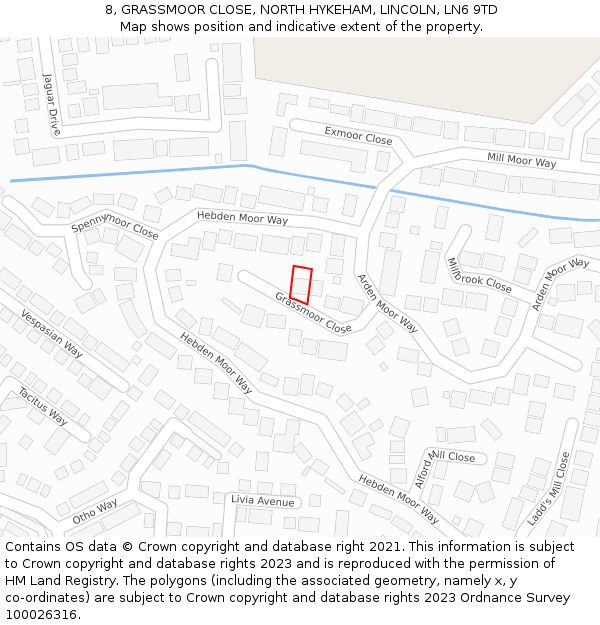 8, GRASSMOOR CLOSE, NORTH HYKEHAM, LINCOLN, LN6 9TD: Location map and indicative extent of plot