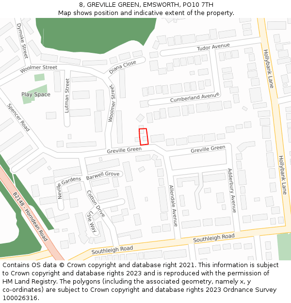 8, GREVILLE GREEN, EMSWORTH, PO10 7TH: Location map and indicative extent of plot