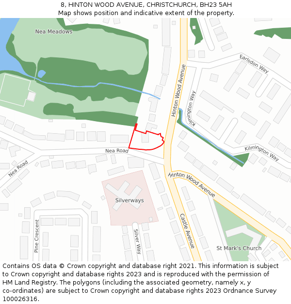 8, HINTON WOOD AVENUE, CHRISTCHURCH, BH23 5AH: Location map and indicative extent of plot