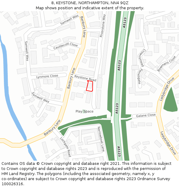 8, KEYSTONE, NORTHAMPTON, NN4 9QZ: Location map and indicative extent of plot