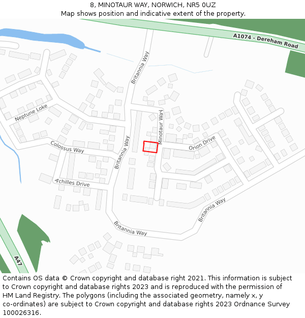 8, MINOTAUR WAY, NORWICH, NR5 0UZ: Location map and indicative extent of plot