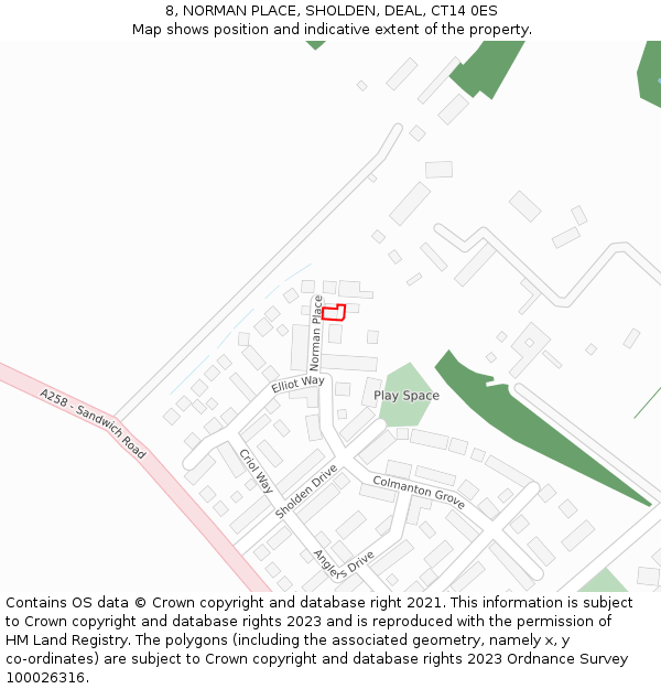 8, NORMAN PLACE, SHOLDEN, DEAL, CT14 0ES: Location map and indicative extent of plot