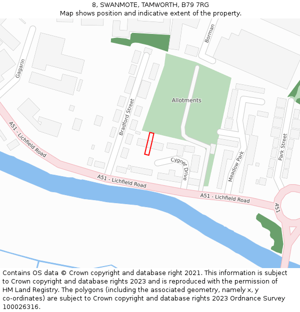 8, SWANMOTE, TAMWORTH, B79 7RG: Location map and indicative extent of plot