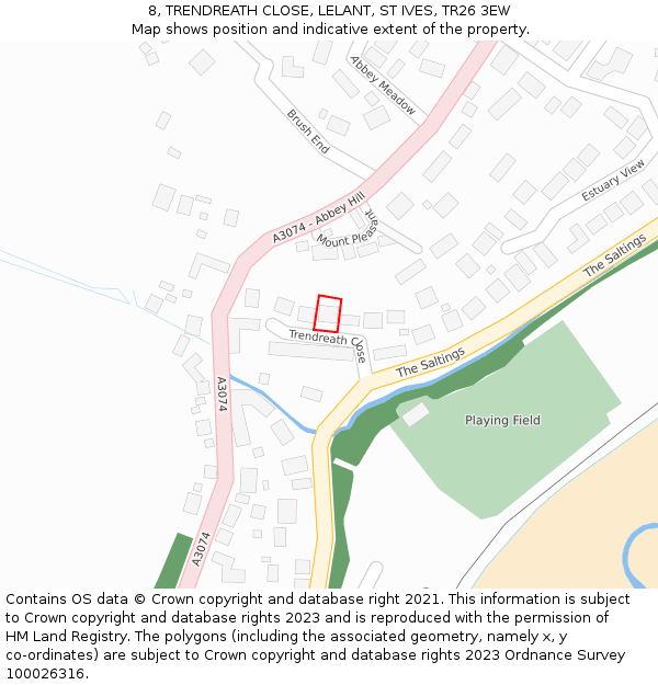 8, TRENDREATH CLOSE, LELANT, ST IVES, TR26 3EW: Location map and indicative extent of plot