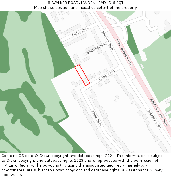 8, WALKER ROAD, MAIDENHEAD, SL6 2QT: Location map and indicative extent of plot