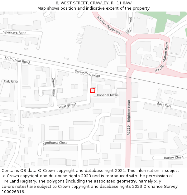 8, WEST STREET, CRAWLEY, RH11 8AW: Location map and indicative extent of plot