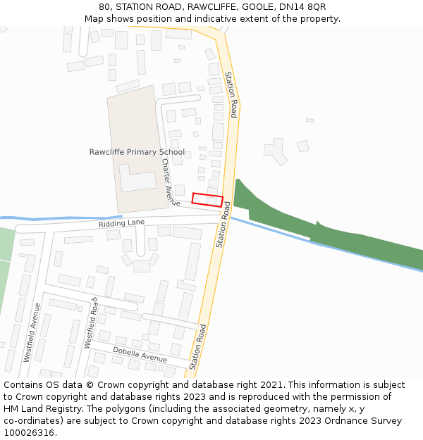 80, STATION ROAD, RAWCLIFFE, GOOLE, DN14 8QR: Location map and indicative extent of plot