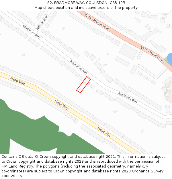 82, BRADMORE WAY, COULSDON, CR5 1PB: Location map and indicative extent of plot