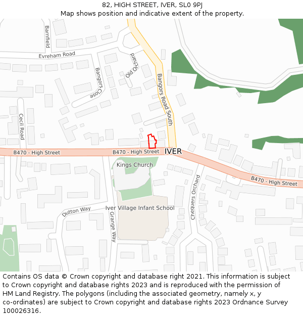 82, HIGH STREET, IVER, SL0 9PJ: Location map and indicative extent of plot