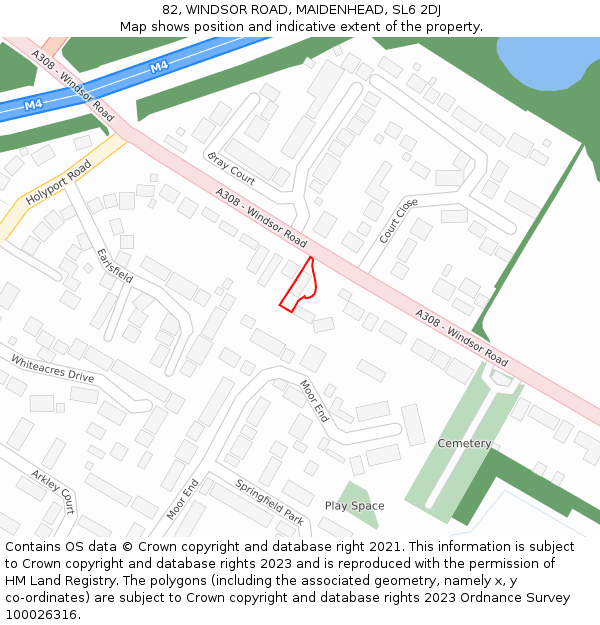 82, WINDSOR ROAD, MAIDENHEAD, SL6 2DJ: Location map and indicative extent of plot