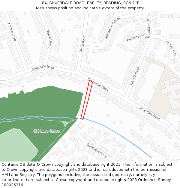 84, SILVERDALE ROAD, EARLEY, READING, RG6 7LT: Location map and indicative extent of plot