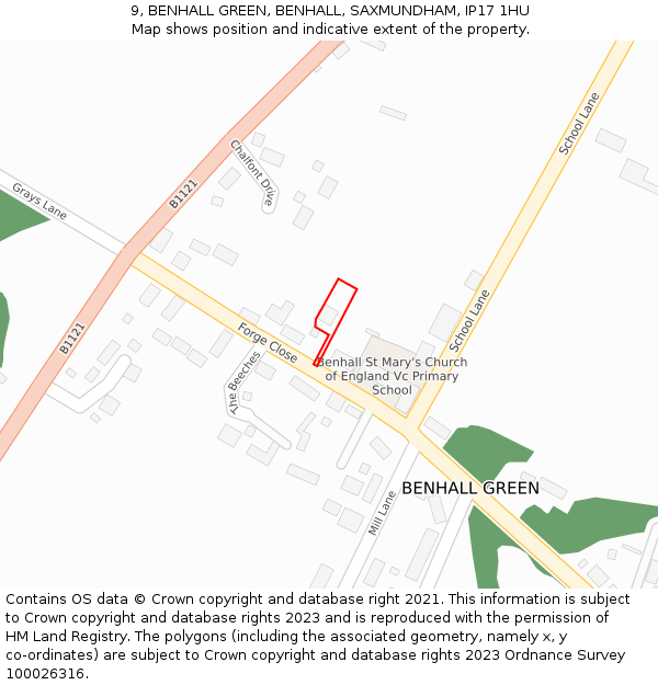 9, BENHALL GREEN, BENHALL, SAXMUNDHAM, IP17 1HU: Location map and indicative extent of plot