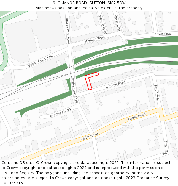 9, CUMNOR ROAD, SUTTON, SM2 5DW: Location map and indicative extent of plot