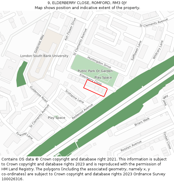 9, ELDERBERRY CLOSE, ROMFORD, RM3 0JY: Location map and indicative extent of plot