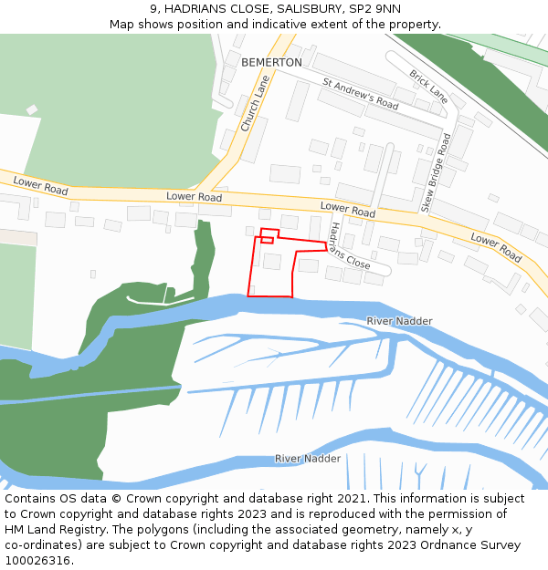 9, HADRIANS CLOSE, SALISBURY, SP2 9NN: Location map and indicative extent of plot