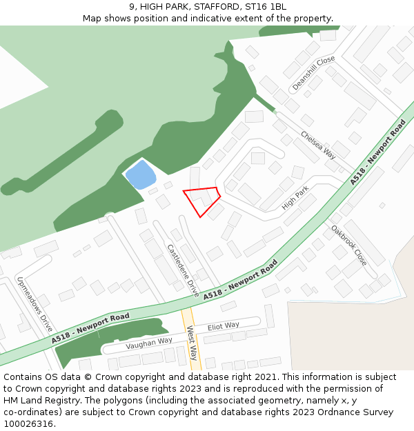 9, HIGH PARK, STAFFORD, ST16 1BL: Location map and indicative extent of plot