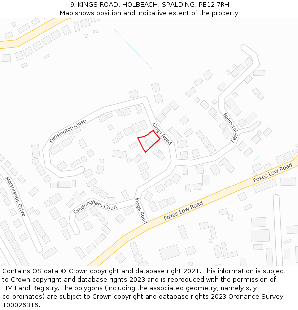 9, KINGS ROAD, HOLBEACH, SPALDING, PE12 7RH: Location map and indicative extent of plot