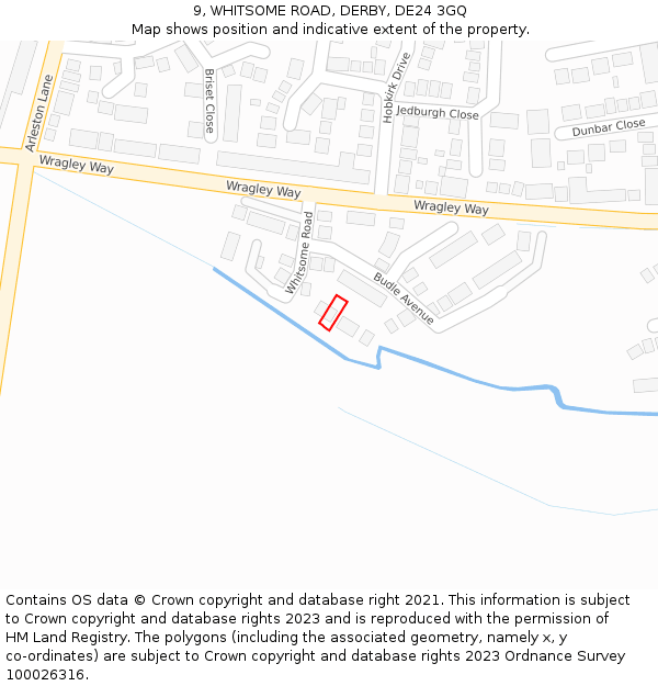 9, WHITSOME ROAD, DERBY, DE24 3GQ: Location map and indicative extent of plot