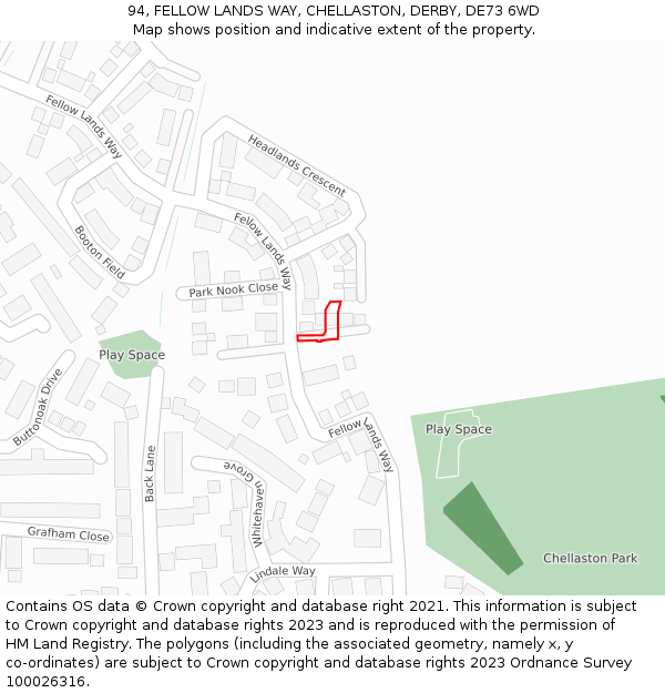 94, FELLOW LANDS WAY, CHELLASTON, DERBY, DE73 6WD: Location map and indicative extent of plot