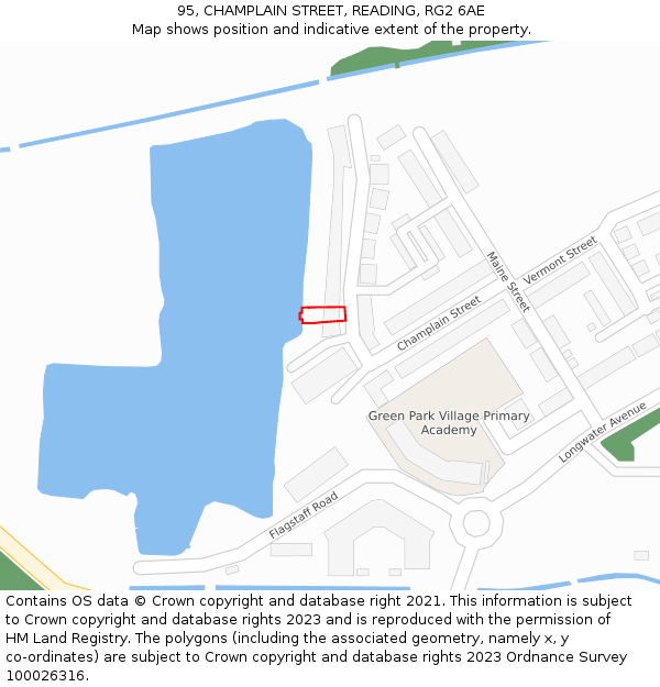 95, CHAMPLAIN STREET, READING, RG2 6AE: Location map and indicative extent of plot