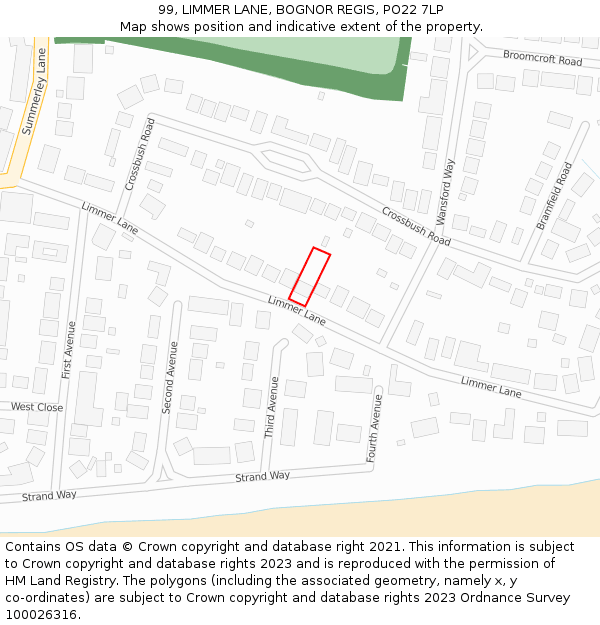 99, LIMMER LANE, BOGNOR REGIS, PO22 7LP: Location map and indicative extent of plot