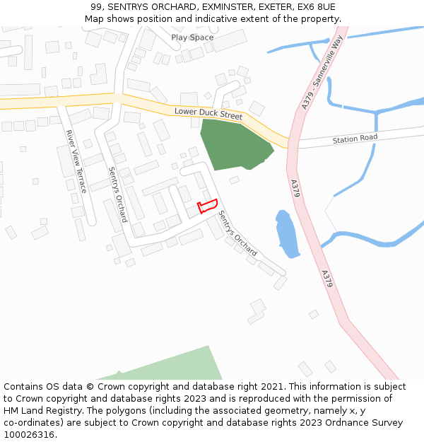 99, SENTRYS ORCHARD, EXMINSTER, EXETER, EX6 8UE: Location map and indicative extent of plot