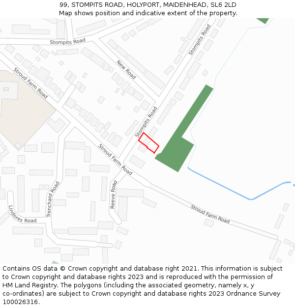 99, STOMPITS ROAD, HOLYPORT, MAIDENHEAD, SL6 2LD: Location map and indicative extent of plot