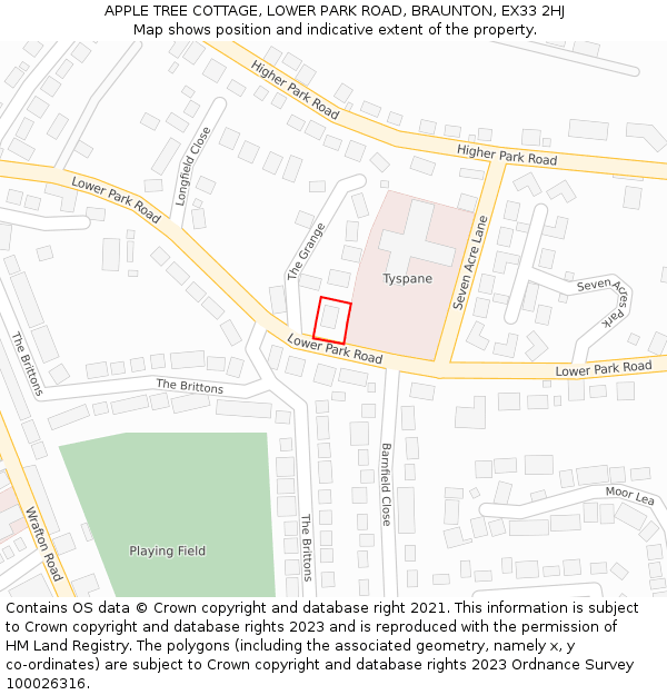 APPLE TREE COTTAGE, LOWER PARK ROAD, BRAUNTON, EX33 2HJ: Location map and indicative extent of plot