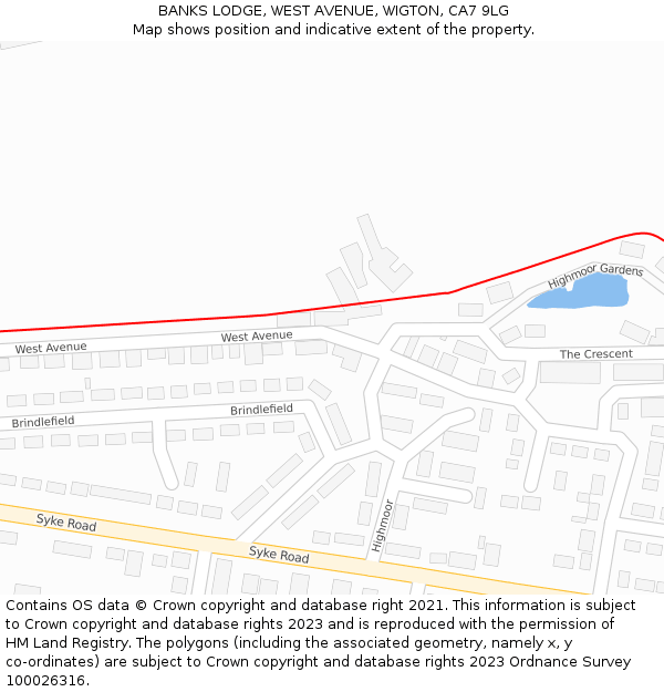 BANKS LODGE, WEST AVENUE, WIGTON, CA7 9LG: Location map and indicative extent of plot