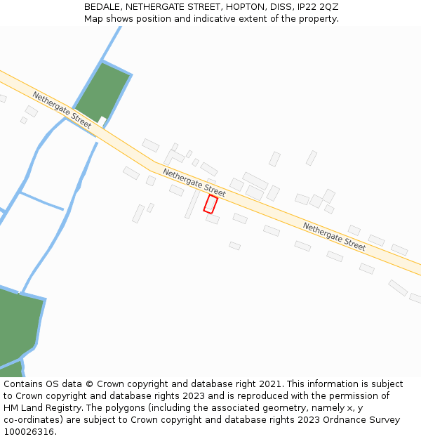 BEDALE, NETHERGATE STREET, HOPTON, DISS, IP22 2QZ: Location map and indicative extent of plot