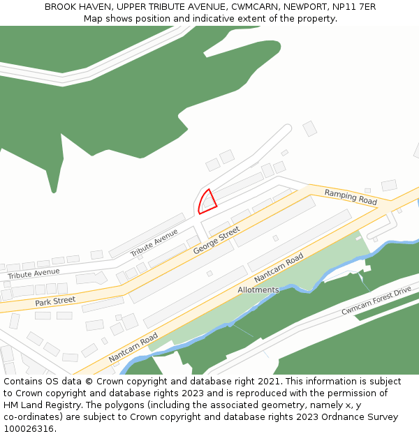 BROOK HAVEN, UPPER TRIBUTE AVENUE, CWMCARN, NEWPORT, NP11 7ER: Location map and indicative extent of plot