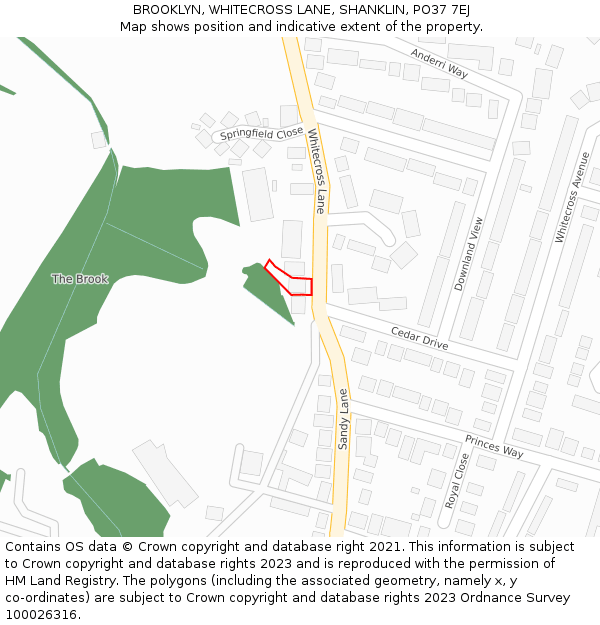 BROOKLYN, WHITECROSS LANE, SHANKLIN, PO37 7EJ: Location map and indicative extent of plot