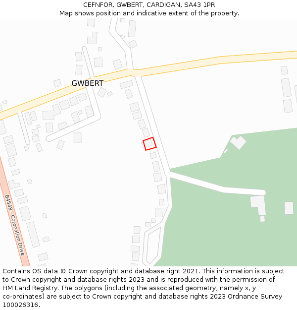 CEFNFOR, GWBERT, CARDIGAN, SA43 1PR: Location map and indicative extent of plot