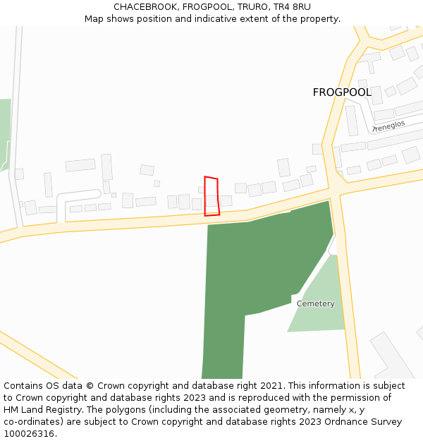 CHACEBROOK, FROGPOOL, TRURO, TR4 8RU: Location map and indicative extent of plot