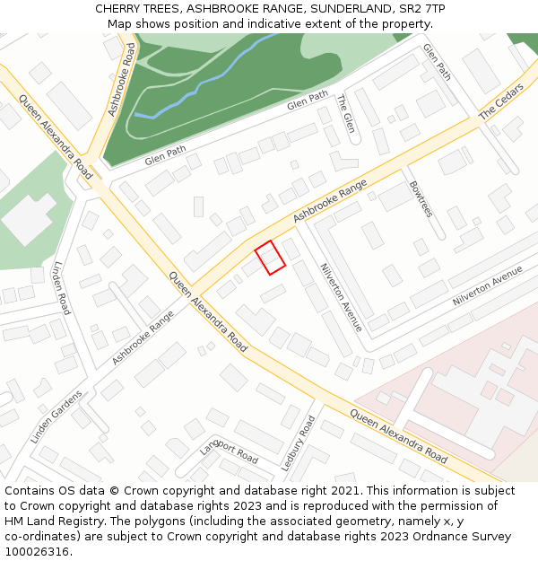 CHERRY TREES, ASHBROOKE RANGE, SUNDERLAND, SR2 7TP: Location map and indicative extent of plot