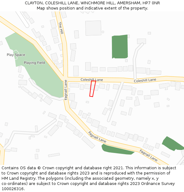 CLAYTON, COLESHILL LANE, WINCHMORE HILL, AMERSHAM, HP7 0NR: Location map and indicative extent of plot