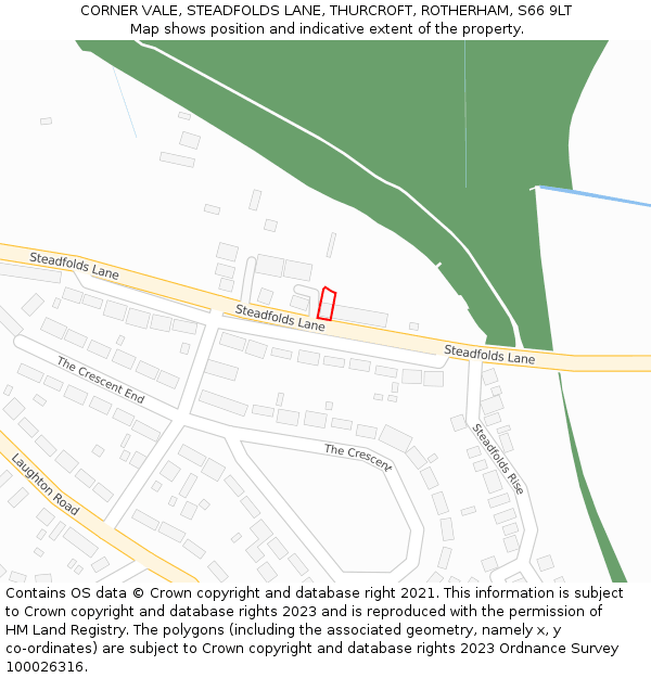 CORNER VALE, STEADFOLDS LANE, THURCROFT, ROTHERHAM, S66 9LT: Location map and indicative extent of plot