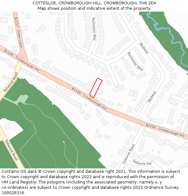 COTTESLOE, CROWBOROUGH HILL, CROWBOROUGH, TN6 2EA: Location map and indicative extent of plot