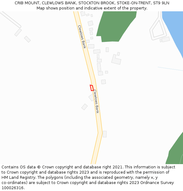 CRIB MOUNT, CLEWLOWS BANK, STOCKTON BROOK, STOKE-ON-TRENT, ST9 9LN: Location map and indicative extent of plot