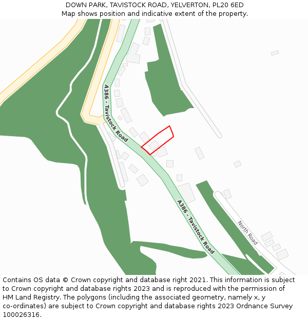 DOWN PARK, TAVISTOCK ROAD, YELVERTON, PL20 6ED: Location map and indicative extent of plot