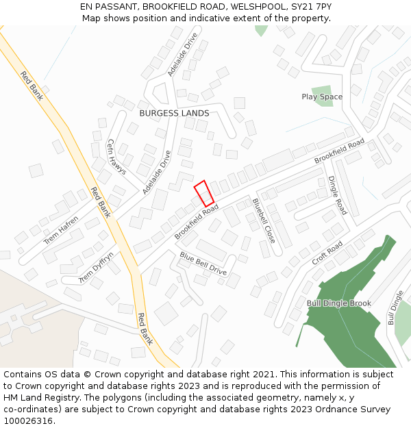 EN PASSANT, BROOKFIELD ROAD, WELSHPOOL, SY21 7PY: Location map and indicative extent of plot