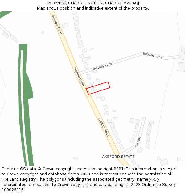 FAIR VIEW, CHARD JUNCTION, CHARD, TA20 4QJ: Location map and indicative extent of plot