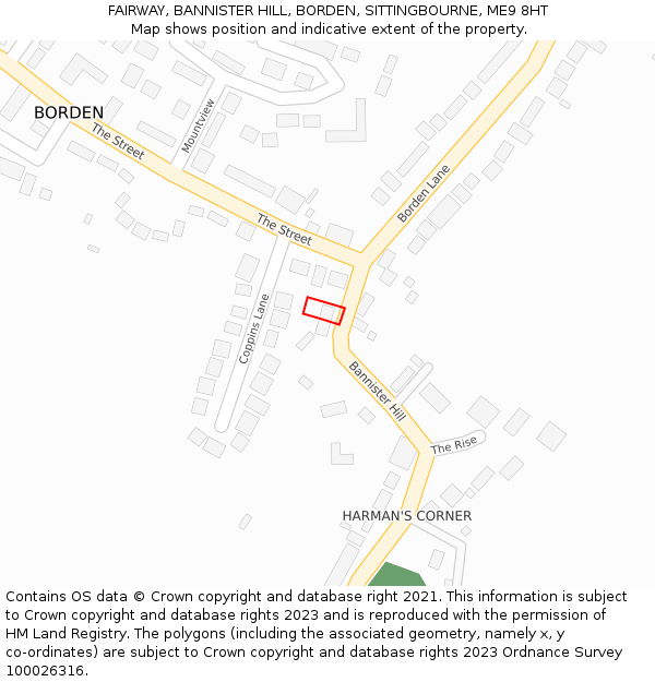 FAIRWAY, BANNISTER HILL, BORDEN, SITTINGBOURNE, ME9 8HT: Location map and indicative extent of plot