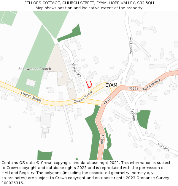 FELLOES COTTAGE, CHURCH STREET, EYAM, HOPE VALLEY, S32 5QH: Location map and indicative extent of plot